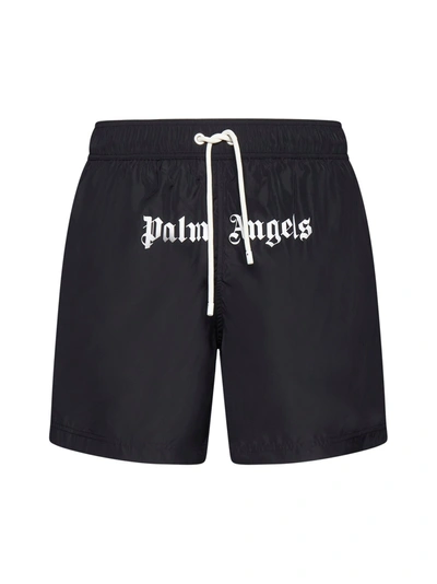 Shop Palm Angels Classic Logo Swimshorts In Black