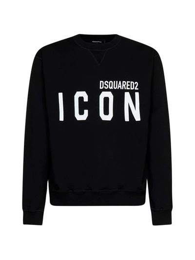 Shop Dsquared2 Logo Detail Cotton Sweatshirt In Black/white