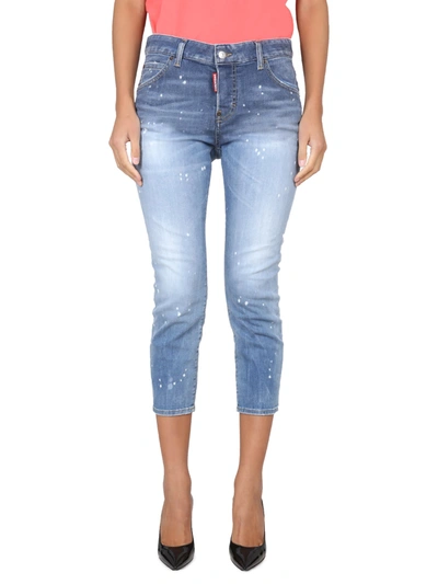 Shop Dsquared2 High-waist Cropped Skinny Jeans In Blue