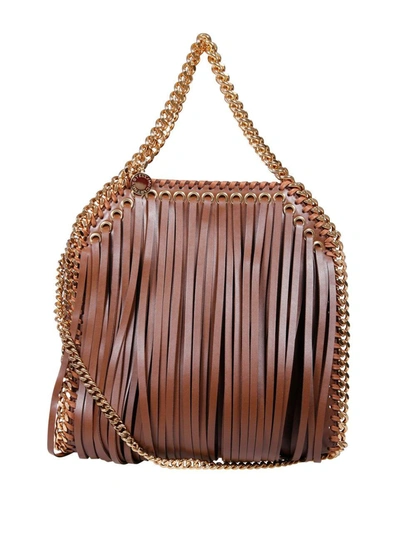 Shop Stella Mccartney Fringed Mini Falabella Tote Bag In Brown