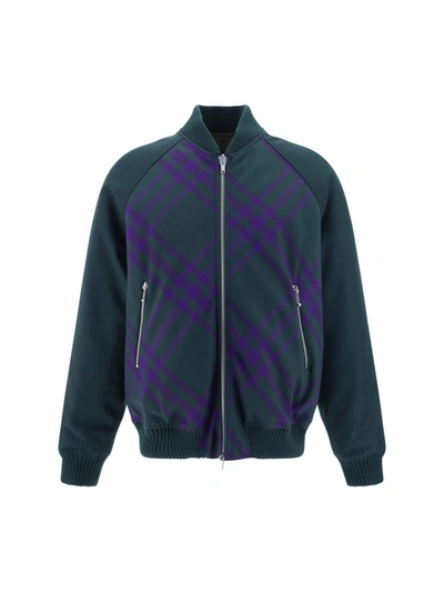 Shop Burberry Bomber Jacket In Deep Royal Ip Check