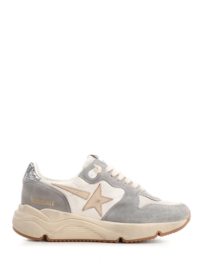 Shop Golden Goose Running Sole Sneakers In Silver/white/cream/smoke Grey/silver