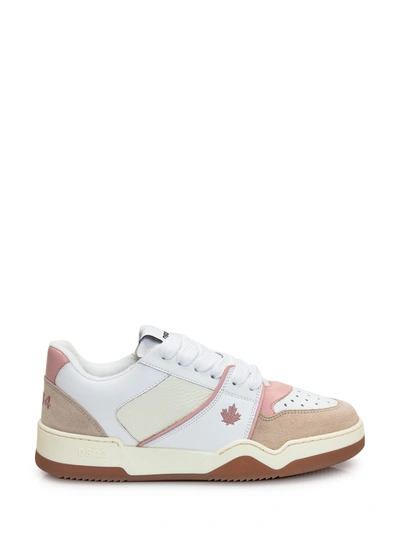 Shop Dsquared2 Spiker Leather Low-top Sneakers In White