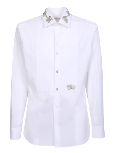 Shop Burberry Formal Shirt With Crystal Applications In White