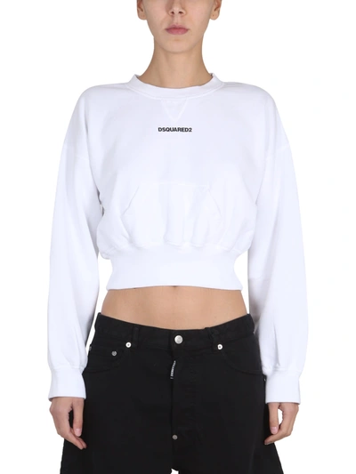 Shop Dsquared2 Cropped Sweatshirt In White