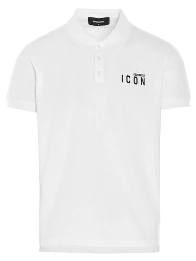 Shop Dsquared2 Be Icon Dyed Tennis Polo In White