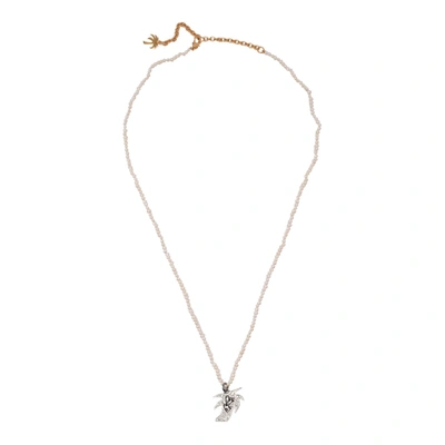 Shop Palm Angels Pendant Necklace In White