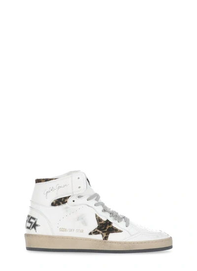 Shop Golden Goose Sky-star Sneakers In White/beige/brown/black Leo