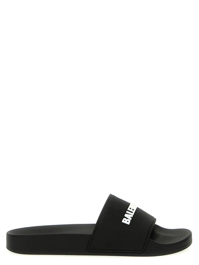 Shop Balenciaga Pool Sandals In White/black