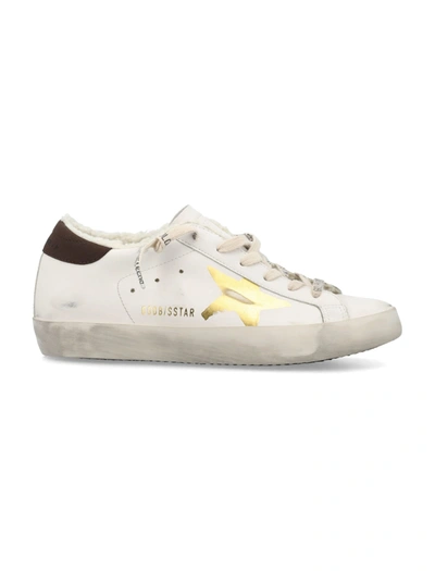 Shop Golden Goose Super-star Sneakers In White/gold