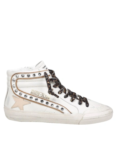 Shop Golden Goose Slide Sneakers In White/platinum