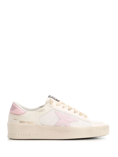 Shop Golden Goose Stardan Sneakers In White/orchid Pink