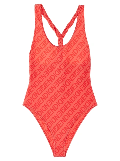 Shop Fendi All Over Logo One-piece Swimsuit In Y Kissed
