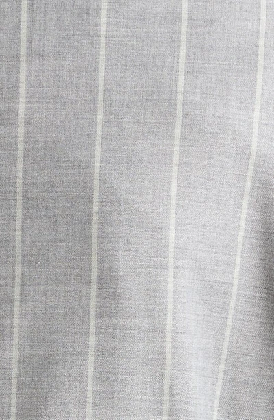 Shop Eleventy Pinstripe Double Breasted Virgin Wool Blend Blazer In Gray