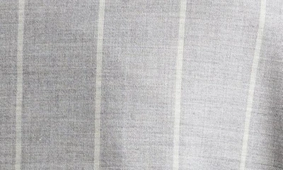 Shop Eleventy Pinstripe Double Breasted Virgin Wool Blend Blazer In Gray