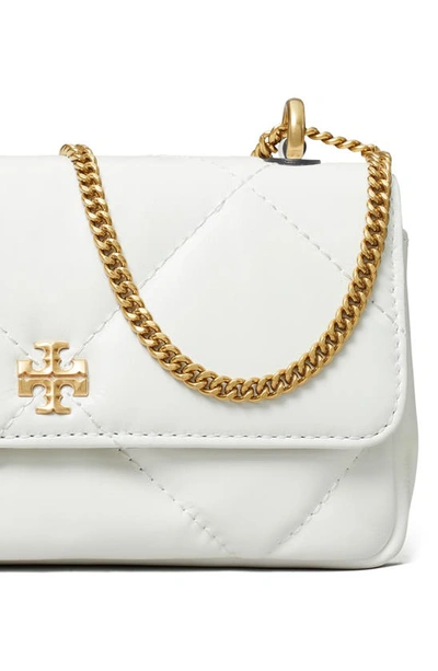 Shop Tory Burch Kira Mini Diamond Quilted Leather Crossbody Bag In Blanco