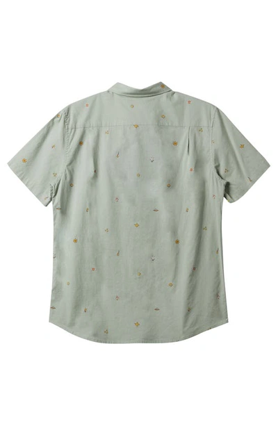 Shop Quiksilver Kids' Apero Classic Short Sleeve Woven Shirt In Cloud Green