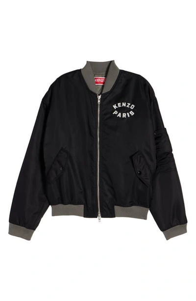 Shop Kenzo Lucky Tiger Embroidered Nylon Bomber Jacket In Black