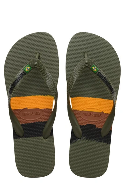 Shop Havaianas Brazil Tech Flip Flop In Moss