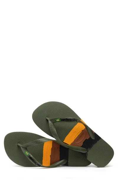 Shop Havaianas Brazil Tech Flip Flop In Moss