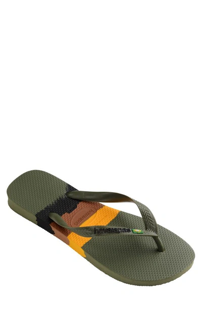 Shop Havaianas Brazil Tech Flip Flop In Moss