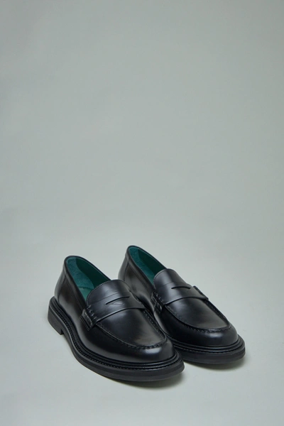 Vinny's Townee Penny Loafers Black Polido Leather