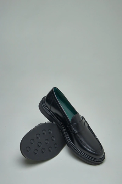 Vinny's Townee Penny Loafers Black Polido Leather