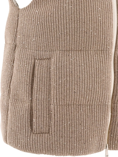 Shop Brunello Cucinelli Dazzling English Rib Knit Down Vest