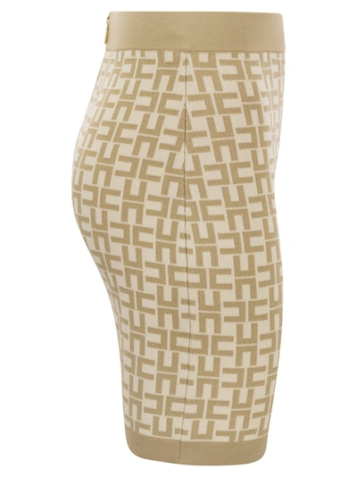 Shop Elisabetta Franchi Viscose Logo Jacquard Miniskirt