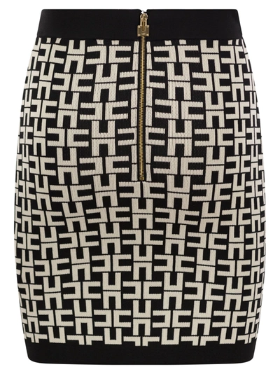 Shop Elisabetta Franchi Viscose Logo Jacquard Miniskirt