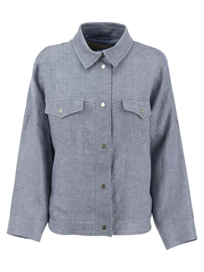 Shop Herno Linen Shirt Cut Jacket