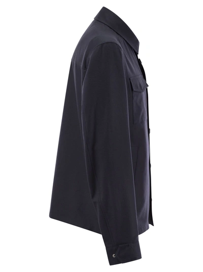 Herno Snap Front Chest Flap Pocket Brushed Wool Cashmere Blend Lined Shirt Jacket
