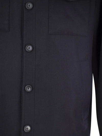 Herno Snap Front Chest Flap Pocket Brushed Wool Cashmere Blend Lined Shirt Jacket