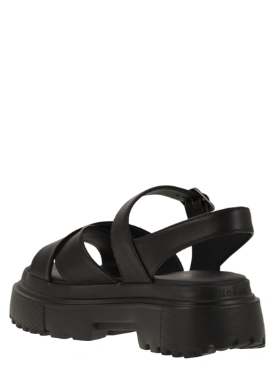 Shop Hogan Leather Sandal With Midsole