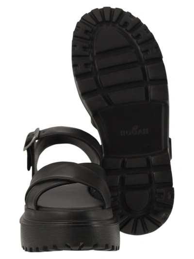 Shop Hogan Leather Sandal With Midsole