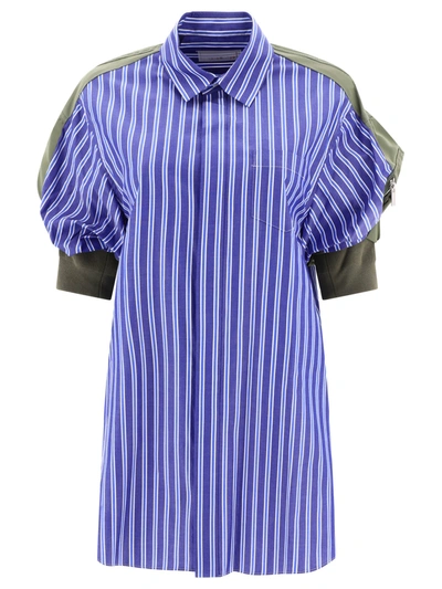 Shop Sacai Striped Chemisier Dress