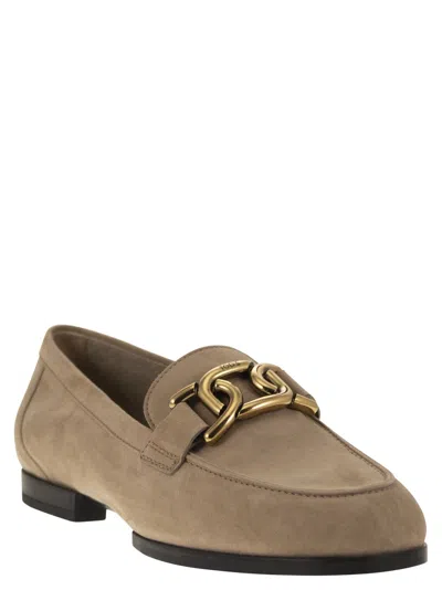 Shop Tod's Moccasin In Nubuck With Metal Chain