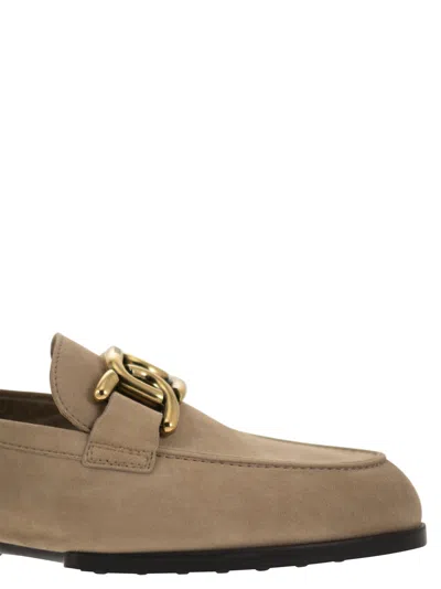 Shop Tod's Moccasin In Nubuck With Metal Chain