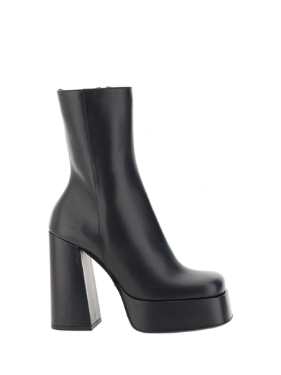 Shop Versace Leather Ankle Boots With Plateau