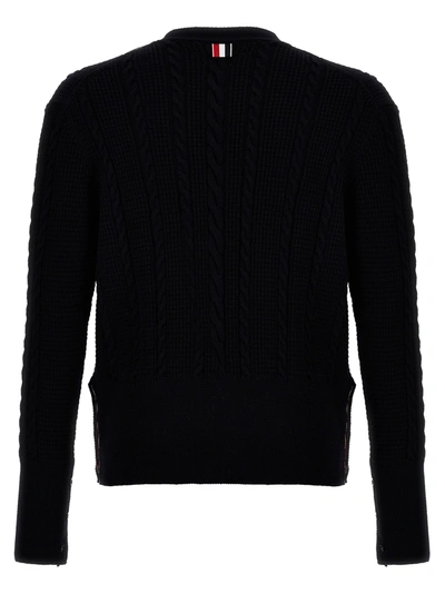 Shop Thom Browne Cable Stitch Sweater, Cardigans Blue