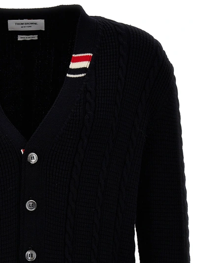 Shop Thom Browne Cable Stitch Sweater, Cardigans Blue