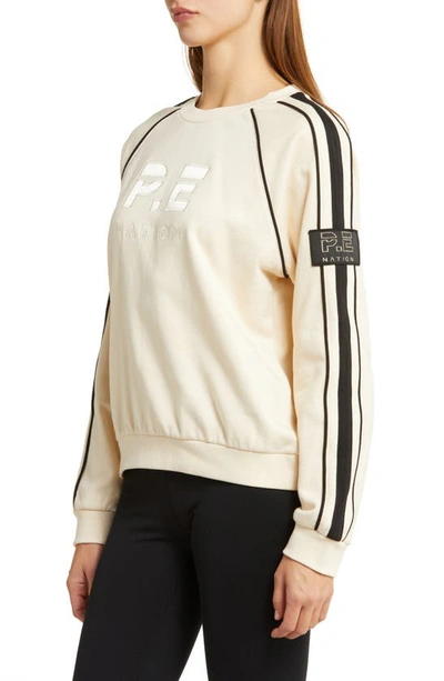 Shop P.e Nation Crossman Organic Cotton French Terry Sweatshirt In Pearled Ivory