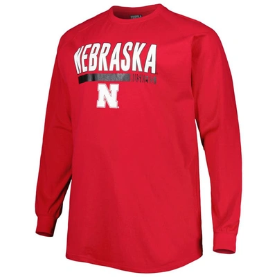 Shop Profile Scarlet Nebraska Huskers Big & Tall Two-hit Long Sleeve T-shirt