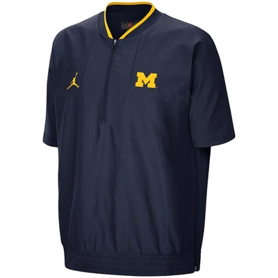 Shop Jordan Brand Navy Michigan Wolverines 2021 Coaches Short Sleeve Quarter-zip Jacket