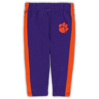 Shop Outerstuff Infant Orange/purple Clemson Tigers Little Kicker Long Sleeve Bodysuit And Sweatpants Set