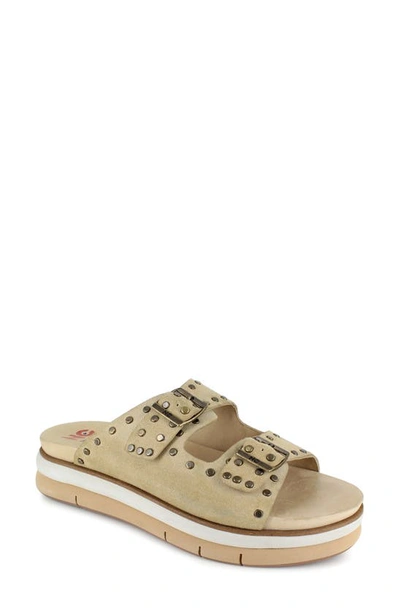 Shop National Comfort Kynna Studded Platform Slide Sandal In Tan Leather