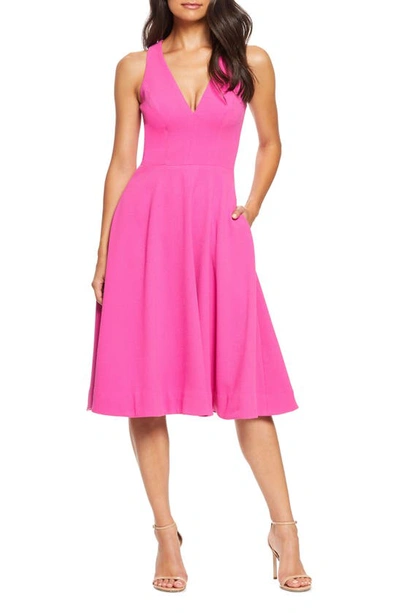 Shop Dress The Population Catalina Fit & Flare Cocktail Dress In Bright Fuchsia