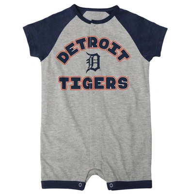 Shop Outerstuff Newborn & Infant Heather Gray Detroit Tigers Extra Base Hit Raglan Full-snap Romper