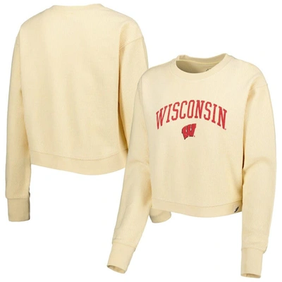 Shop League Collegiate Wear Cream Wisconsin Badgers Classic Campus Corded Timber Sweatshirt