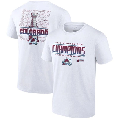 Shop Fanatics Branded White Colorado Avalanche 2022 Stanley Cup Champions Signature Roster T-shirt